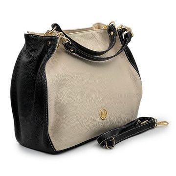 Сумка MOT-CLE кожаная бежевая/черная - фото 2, COFFA MOT