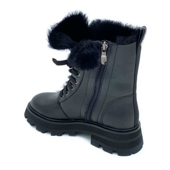 Ботинки Tuffoni черные кожаные МЕХ - фото 3, 