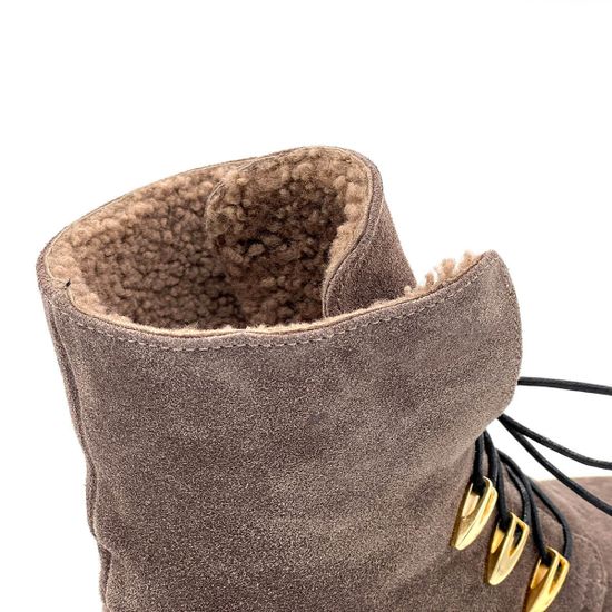 Ботинки Lab Milano бежевые замшевые Мех - фото 6, ZN1377 LAB VISONE