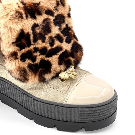 Ботинки Marzetti бежево-золотые кожаные МЕХ - фото 6, 