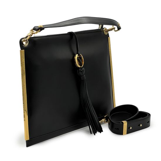 Сумка-папка Valentino Orlandi черная кожаная - фото 2, 7462 VO NERO