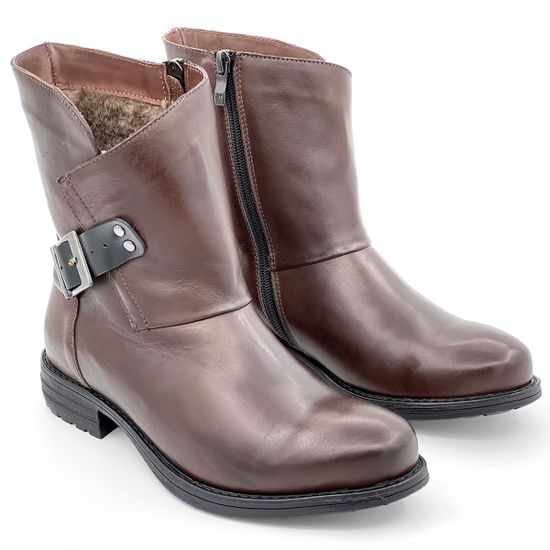 Ботинки Cover коричневые кожаные МЕХ - фото 7, 22006-2 COV