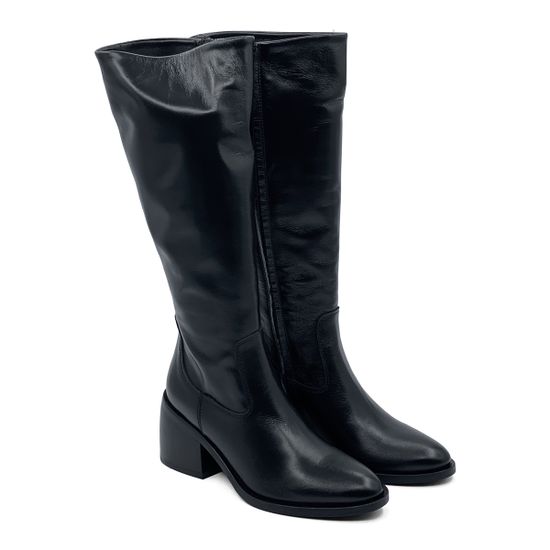 Сапоги Mimmu черные кожаные демисезонные - фото 7, F563K6 MIM