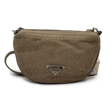 Сумка кросс-боди полумесяц Marina Creazioni бежевая кожаная - фото 1, B6522 MC BEIGE