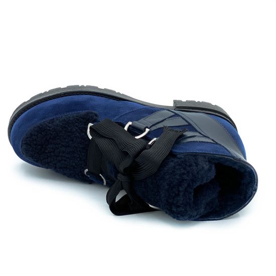 Ботинки Tiffi синие МЕХ комбинация кожи и замши - фото 5, FA28M TI BLU