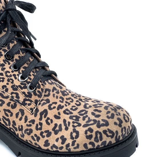 Ботинки Cover черно-рыжие замшевые МЕХ принт леопард - фото 4, 