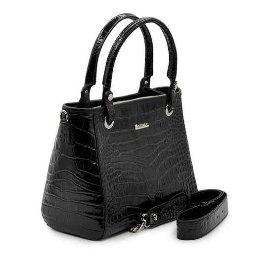 Сумка Marina Creazioni черная кожаная &quot;крокодил&quot; - фото 2, B6930 MC NERO COCCO