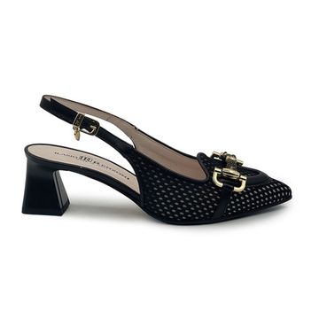 Туфли &quot;шанель&quot; Ilasio Renzoni черные кожаные с гипюром - фото 1, 8010 IR NERO