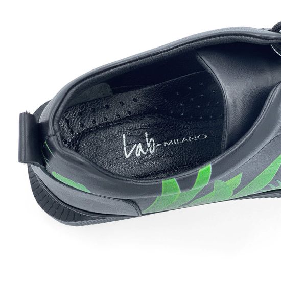 Полуботинки Lab Milano черно-зеленые кожаные на шнурочках - фото 7, 3750107 LAB NERO