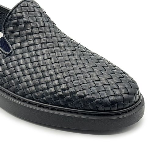Слипоны GIANFRANCO BUTTERI черные из нубука плетеные - фото 6, 82604 BUT NERO