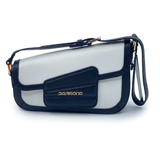 Сумка Di Gregorio кожаная белая/черная - фото 1, 2186 DG BIANCO NERO