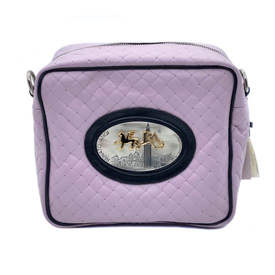 Сумка Renato Angi кросс-боди розовая кожаная  плетеная - фото 1, 