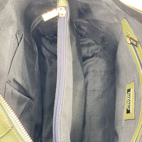 Сумка Ripani зеленая комбинация кожи и замши - фото 4, 