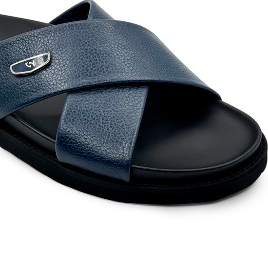 Шлепанцы Giampieronicola синие кожаные - фото 6, A5259A GPN BLU