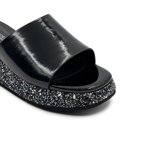 Шлепанцы Francesco V черные кожаные со стразами - фото 6, T118 FV NERO