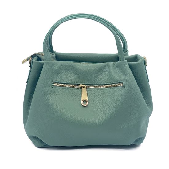 Сумка Di Gregorio светло-зеленая кожаная с кошельком - фото 3, 