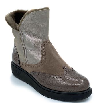 Ботинки Marzetti бежево-коричневые МЕХ комбинация замши и кожи - фото 2, 7776MD02 MZ