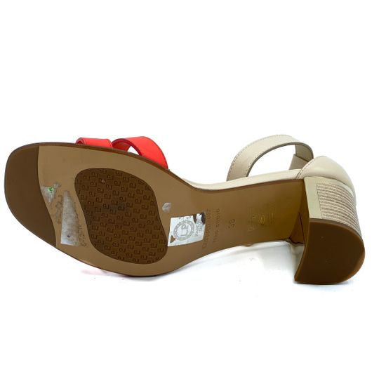 Босоножки Loretta Pettinari бежево-красные кожаные - фото 4, 