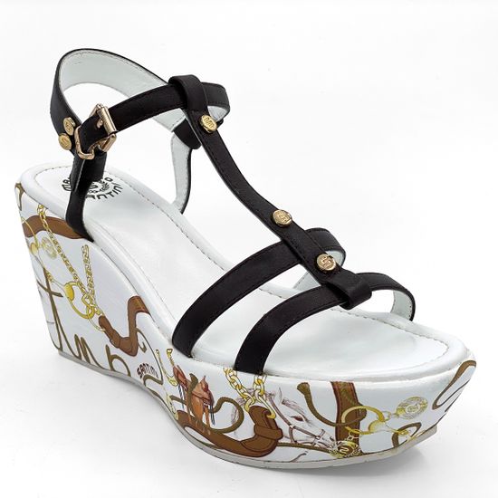 Босоножки Santini кожаные коричневые на танкетке - фото 2, 