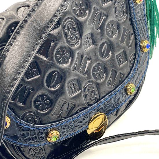 Сумка женская кросс-боди Marino Orlandi кожаная черно-синяя - фото 4, 