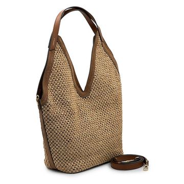 Сумка-шоппер Loristella бежевая/коричневая текстиль/замша - фото 2, 3133PT LS NATUR/MARRONE