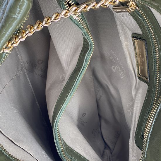 Сумка Marina Creazioni зеленая из стеганой лакированной кожи - фото 5, B6698 MC VERDE LAK