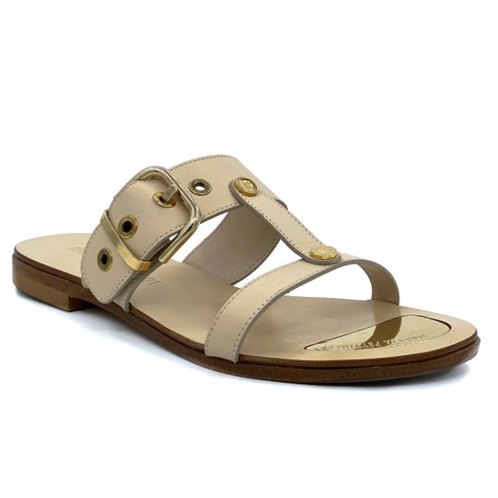 Шлепанцы Loretta Pettinari бежевые кожаные - фото 2, 