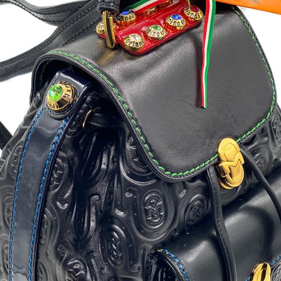 Рюкзак Marino Orlandi черный кожаный - фото 4, 