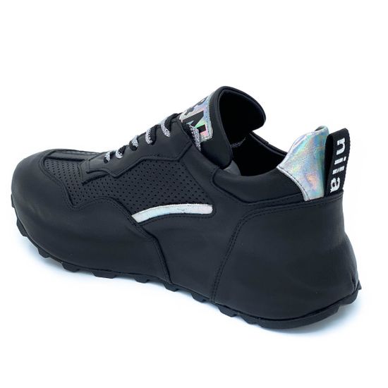 Кроссовки Nila&amp;Nila черные кожаные со сквозной перфорацией - фото 3, ZN10880 NIL NERO