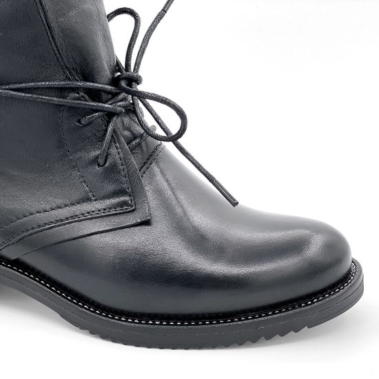 Ботинки Cover черные кожаные МЕХ - фото 5, 5932-2 COV