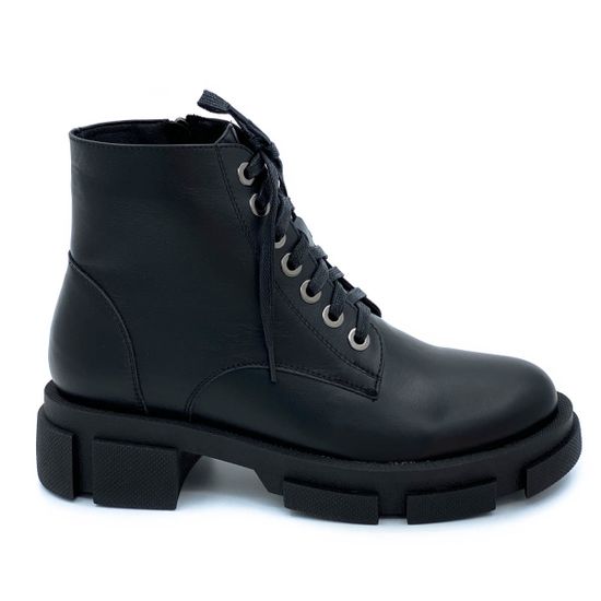 Ботинки Cover черные кожаные МЕХ - фото 1, 76913-2 COV