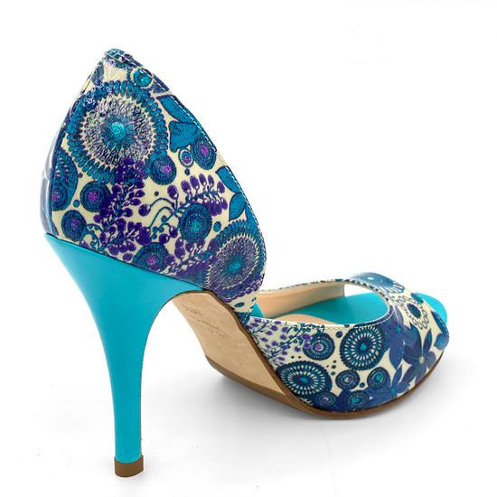 Туфли Rosso&amp;Nero лакированные расписные голубого цвета с открытым мыском - фото 3, 3660 RN