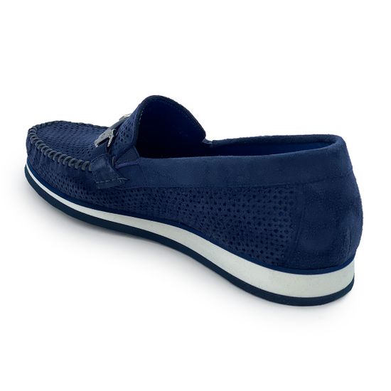 Лоферы Mario Bruni замшевые перфорированные синие - фото 3, 