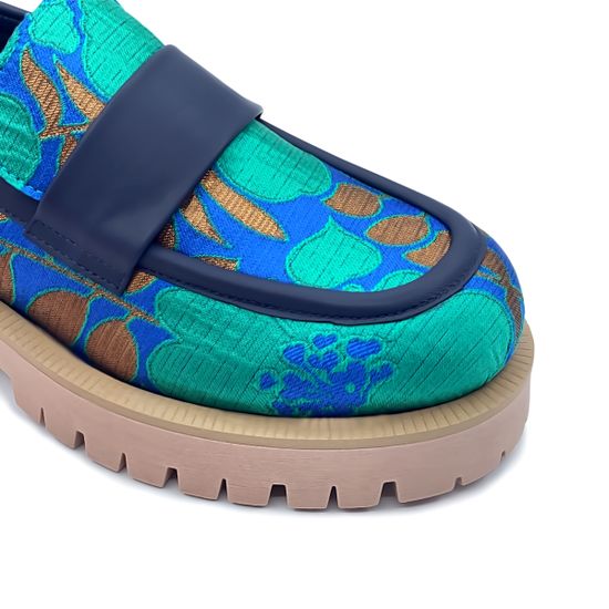 Лоферы NILA&amp;NILA кожа/тестиль синий/зеленый - фото 6, GIO24009T NIL VERDE