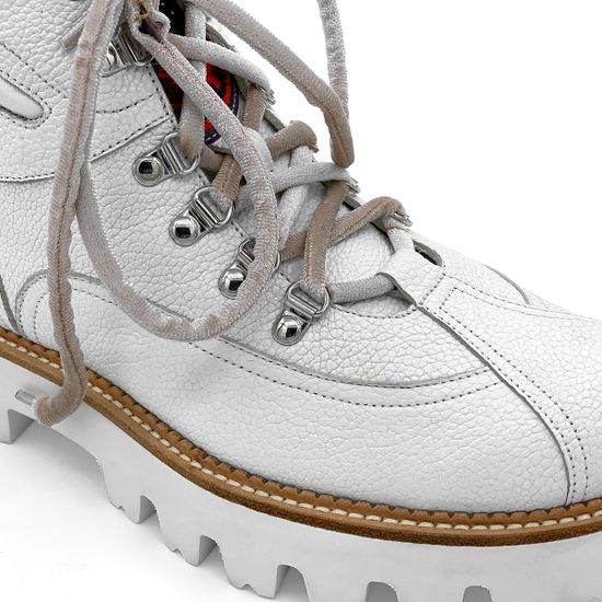 Ботинки Marzetti белые кожаные МЕХ - фото 3, 