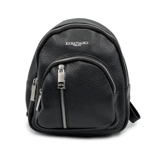 Сумка-рюкзак Renato Angi черная кожаная - фото 1,