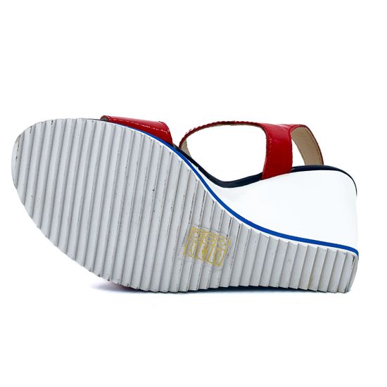 Босоножки Cover бело-сине-красные из лакированной кожи - фото 4, 