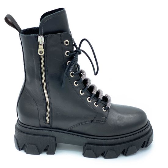 Ботинки Mimmu черные кожаные демисезонные - фото 1, ER5157 MIM