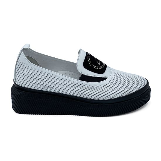 Слипоны Lab Milano белые кожаные с перфорацией - фото 1, 