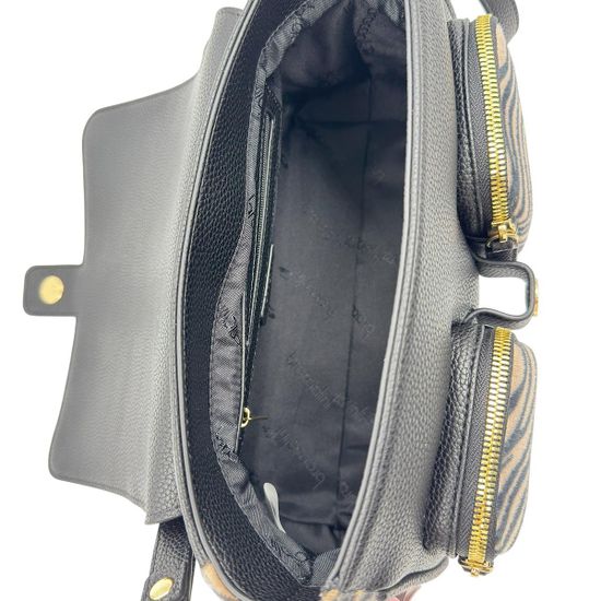 Сумка Braccialini черная/коричневая кожаная принт "зебра" - фото 6, B18634 O03 BRA