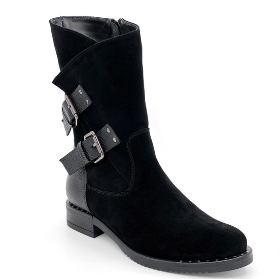 Полусапоги Cover черные замшевые МЕХ - фото 2, 