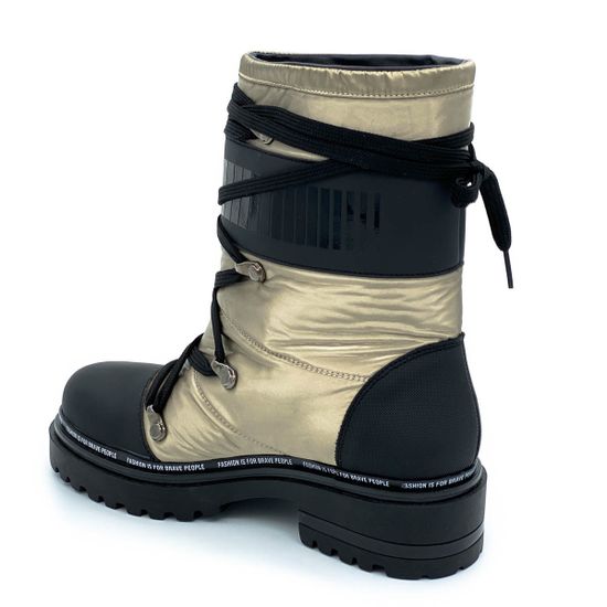 Ботинки Jeannot черно-бронзовые МЕХ текстиль - фото 3, 