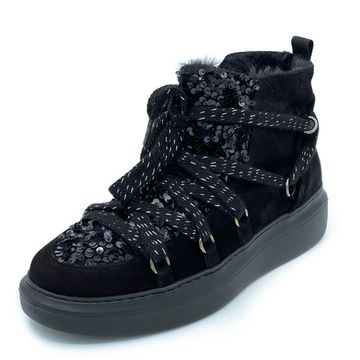 Ботинки Pertini черные замшевые МЕХ - фото 2, 192W16296D2 PRT