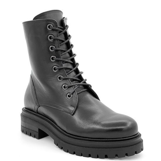 Ботинки Cover черные кожаные МЕХ - фото 2, 