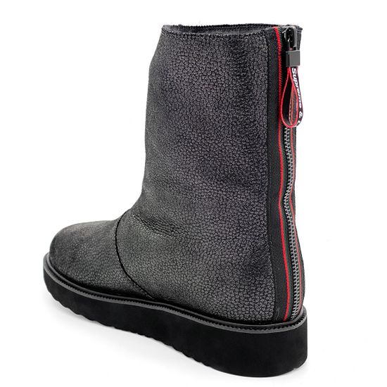 Ботинки Cover антрацит кожаные МЕХ - фото 3, 8091-2 COV