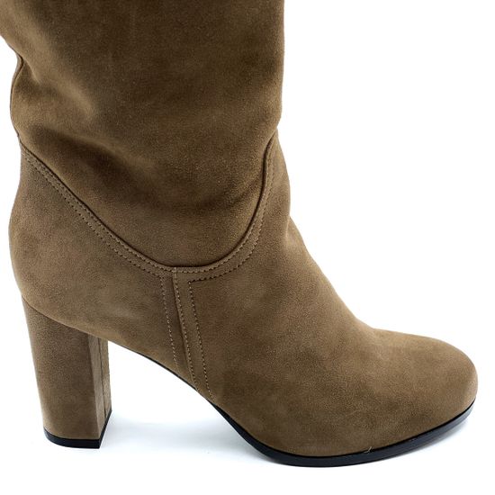 Сапоги Renzi бежевые замшевые МЕХ - фото 5, 471519 RZ OLIVE