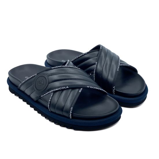 Шлепанцы Giampieronicola черные кожаные стеганые - фото 7, 