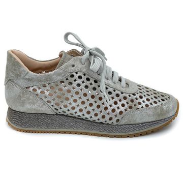 Сникерсы Pertini серебряные замшевые со сквозной перфорацией - фото 1, 181W14756D1 PRT