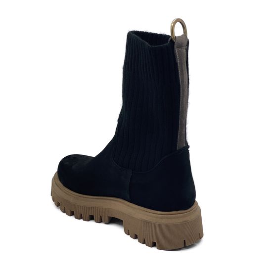 Ботинки Nila Nila черные кожаные на меху на бежевой подошве - фото 3, ZN26285M NIL NERO BEIGE