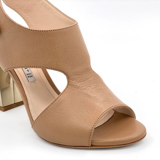 Босоножки Renzi кожаные коричневые на золотом каблучке - фото 6, 522207 RZ